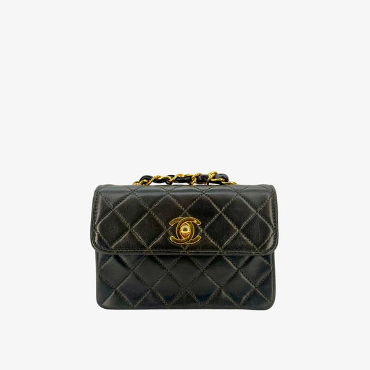 90248136 - CHANEL Vintage Dark Green Lambskin Mini Flap Bag