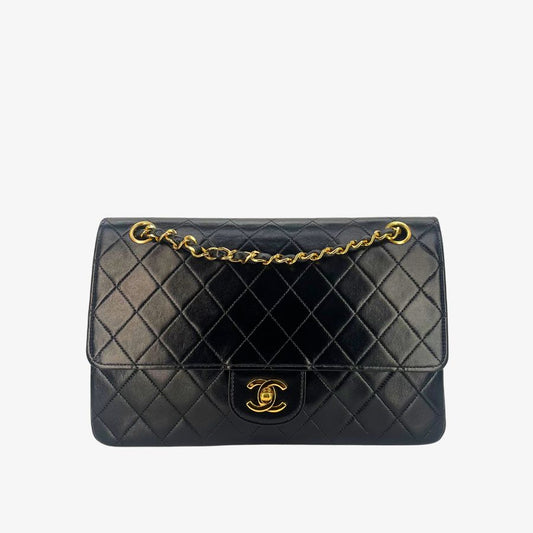 CS022 - CHANEL Vintage Black Lambskin 27cm Classic Flap Bag