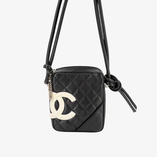 RG369 - CHANEL Vintage Black Lambskin Ball Charm Shoulder Bag
