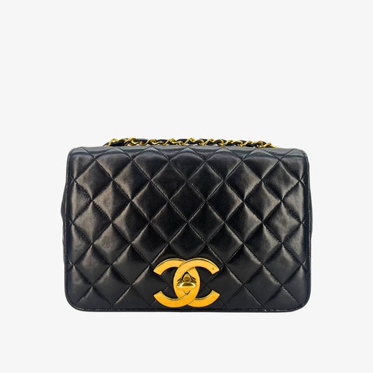 90283621 - CHANEL Vintage Black Lambskin Big CC Full Flap Bag