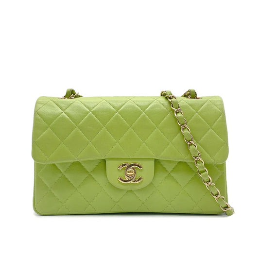 90272997 - CHANEL Vintage Apple Green Lambskin 23cm Classic Flap Bag
