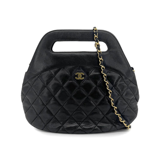90281440 - CHANEL Vintage Black Caviar Leather 17cm Mini Square Flap Bag