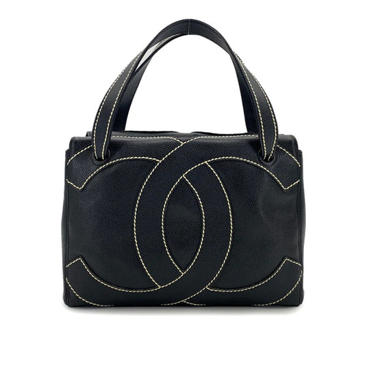 90250471 - CHANEL Vintage Black Caviar Leather CC Wild Stitch Handbag