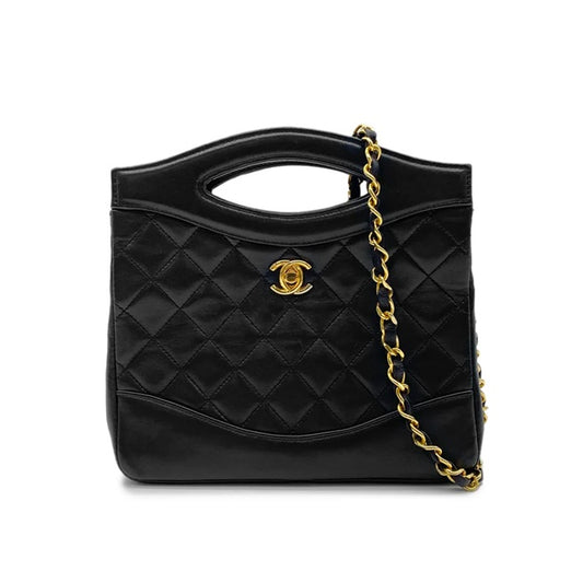 90272817 - CHANEL Vintage Black Lambskin Mini 31 Tote Bag