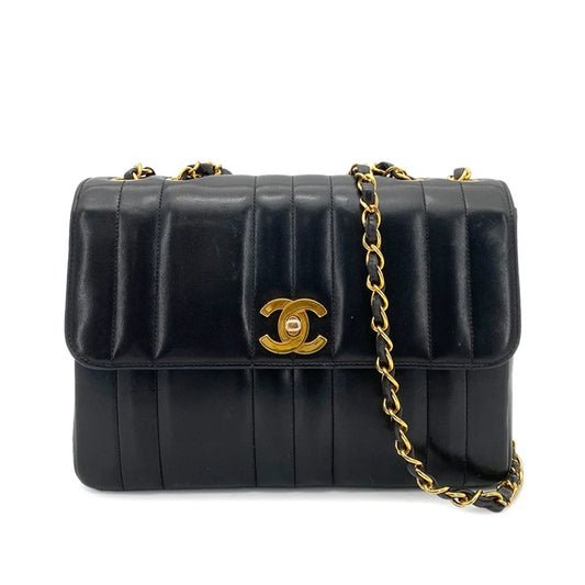 90258050 - CHANEL Vintage Black Lambskin Vertical Flap Bag