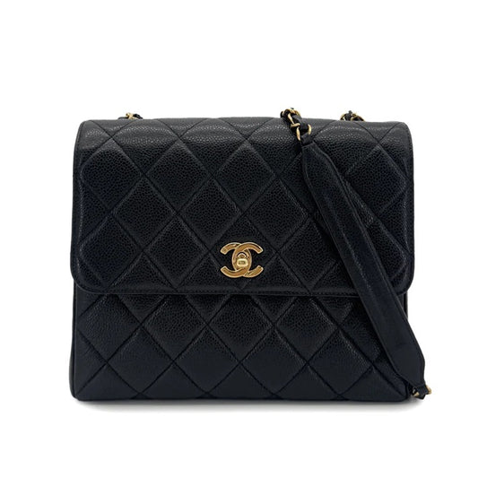 90290333 - CHANEL Vintage Black Caviar Leather Flap Bag