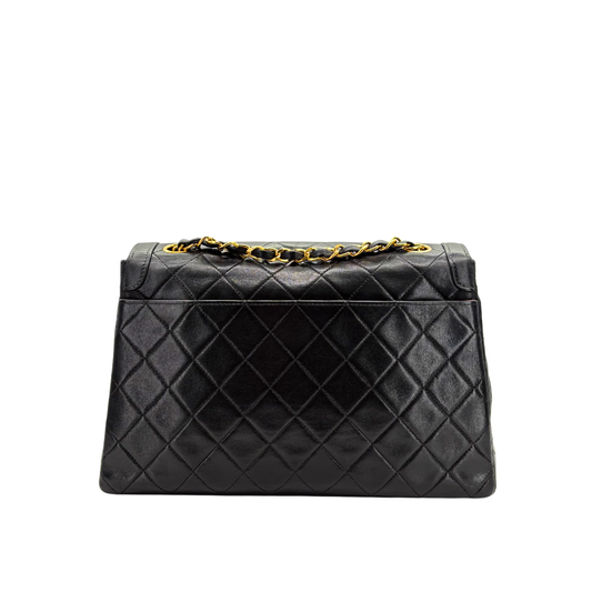 JZ518 - CHANEL Vintage Black Lambskin Trapeze Flap Bag