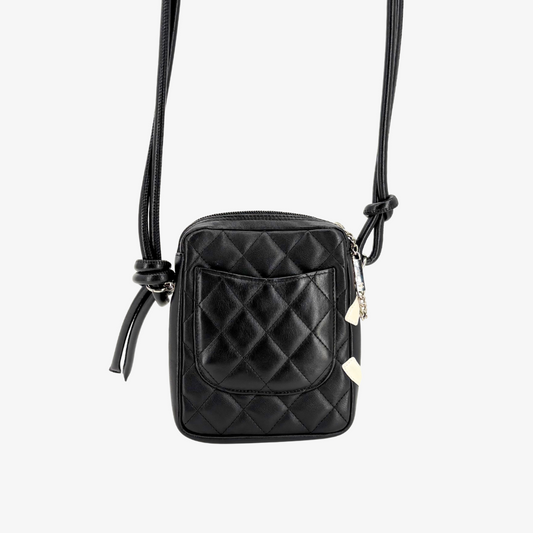RG369 - CHANEL Vintage Black Lambskin Ball Charm Shoulder Bag