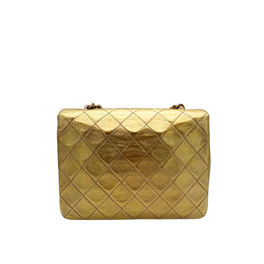 CS048 - CHANEL Vintage Gold Lambskin 20cm Mini Square Flap Bag