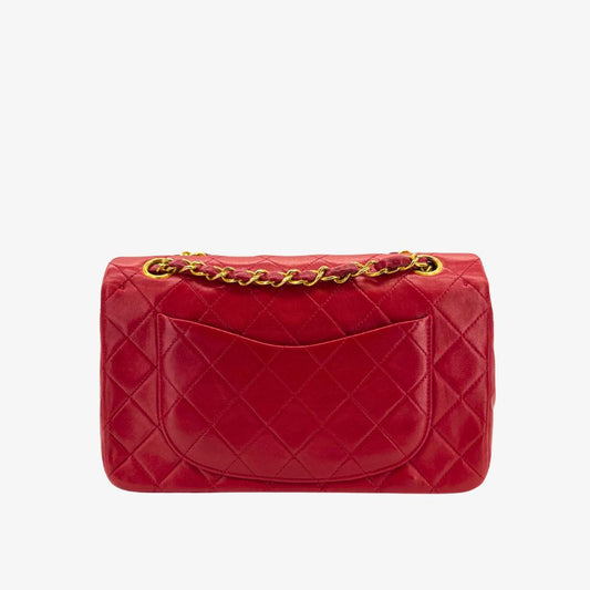 CS052 - CHANEL Vintage Red Lambskin 23cm Classic Flap Bag