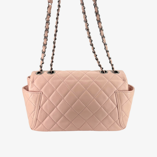 CS029 - CHANEL Vintage Pastel Pink Lambskin Around Pockets Flap Bag