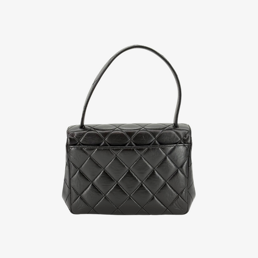 KA723 - CHANEL Vintage Black Lambskin Mini Kelly Flap Bag