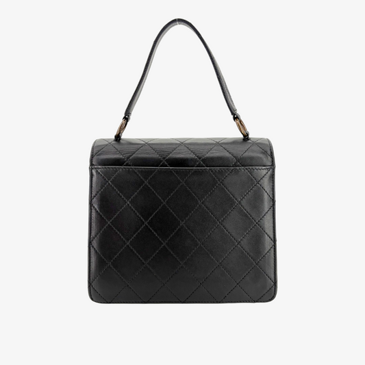 RG362- CHANEL Vintage Black Calfskin Quilted Handbag