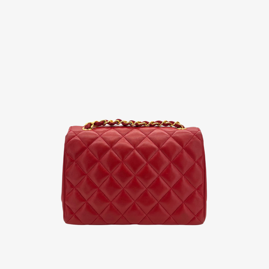 CS054 - CHANEL Vintage Red Lambskin Big CC Pointed Flap Bag