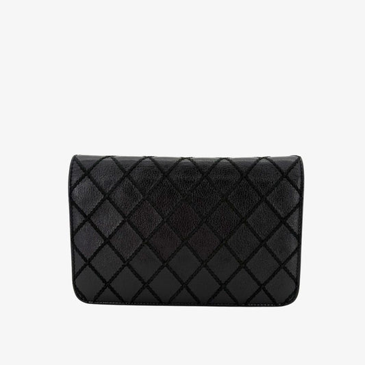 RG707 - CHANEL Black Lambskin Wild Stitch Wallet on Chain