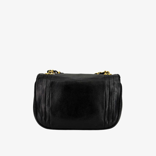 KA467 - CHANEL Vintage Black Lambskin Full Flap Bag