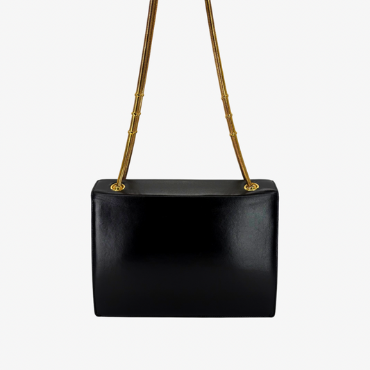 CS005 - CHANEL Vintage Black Lambskin CC Patent Snake Chain Flap Shoulder bag