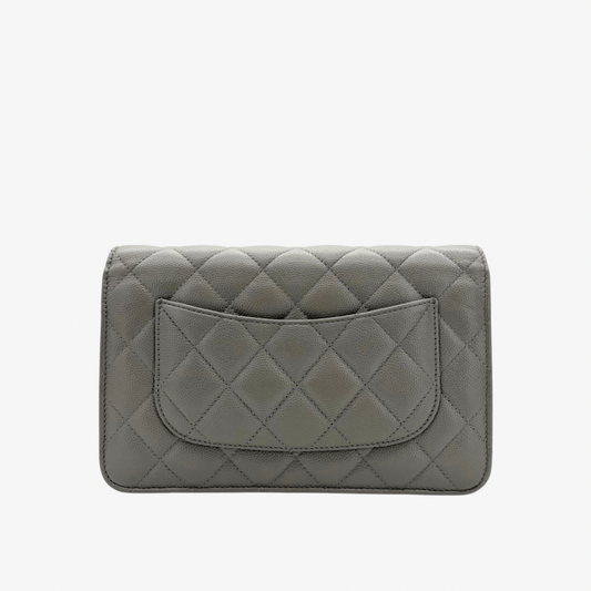 CS043 - Chanel Gray Caviar Wallet On Chain