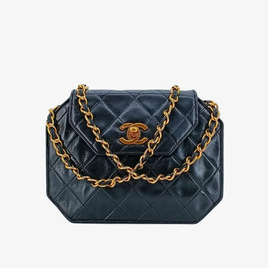 jah144-chanel-vintage-black-lambskin-octagonal-flap-bag