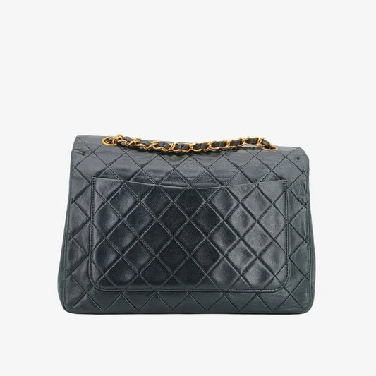 jr383-chanel-vintage-black-lambskin-25cm-flap-bag