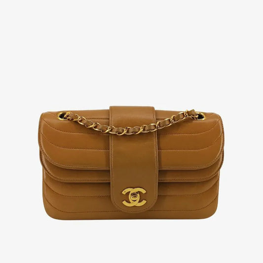 js500-chanel-vintage-light-brown-lambskin-horizontal-stripes-flap-bag