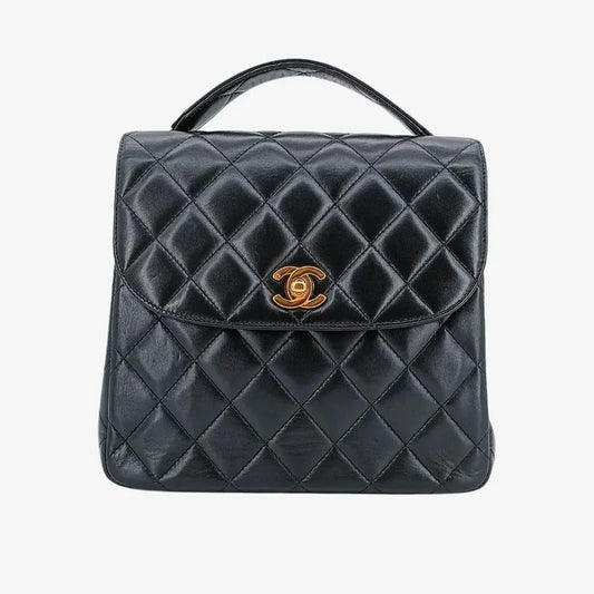 jah125-chanel-vintage-black-lambskin-quilted-flap-bag