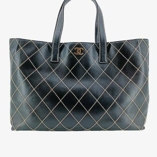 c472-chanel-vintage-black-calfskin-wild-stitch-tote-bag