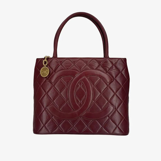 C645 - CHANEL Vintage Burgundy Lambskin 1804 Tote Bag