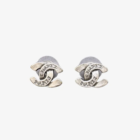 RE606 - CHANEL Vintage CC Silver Piercing Earrings
