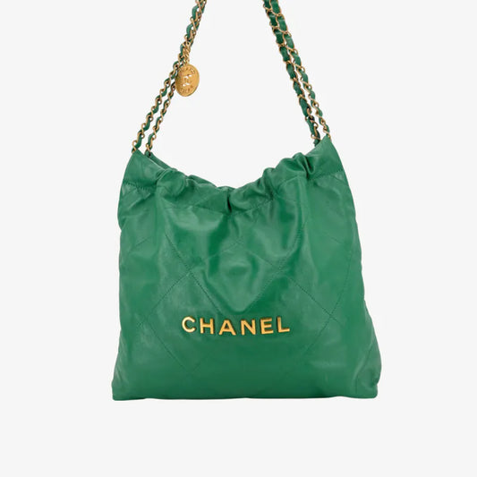 C625 - CHANEL Green Calfskin Quilted 22 Small Shoulder Bag
