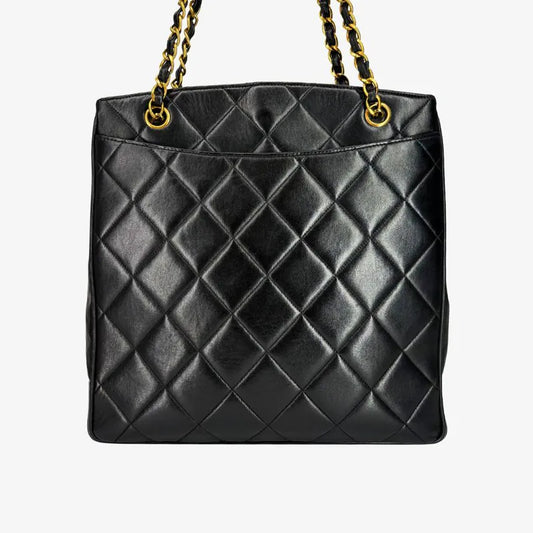 JW806 - CHANEL Vintage Black Lambskin Big CC Turnlock Tote Bag
