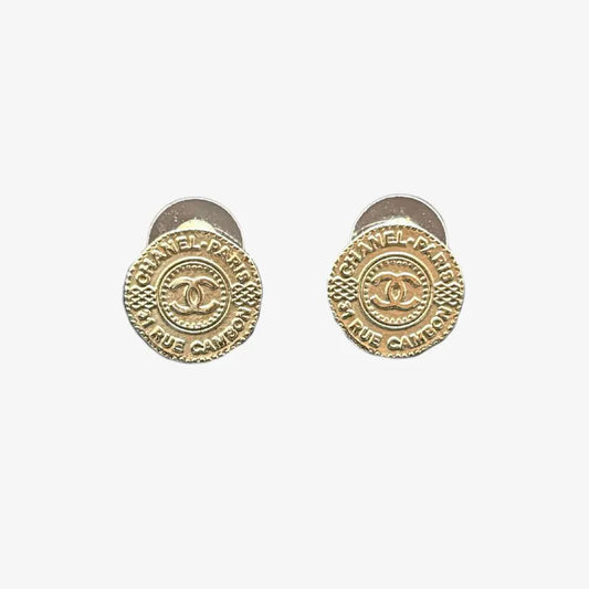 C617 - CHANEL Rue Cambon Gold Plated Earrings
