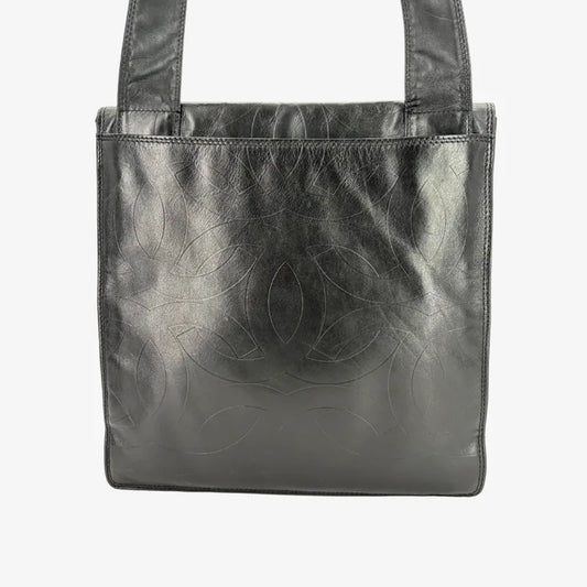 JY963 - CHANEL Vintage Black Lambskin CC Pattern Flap Bag