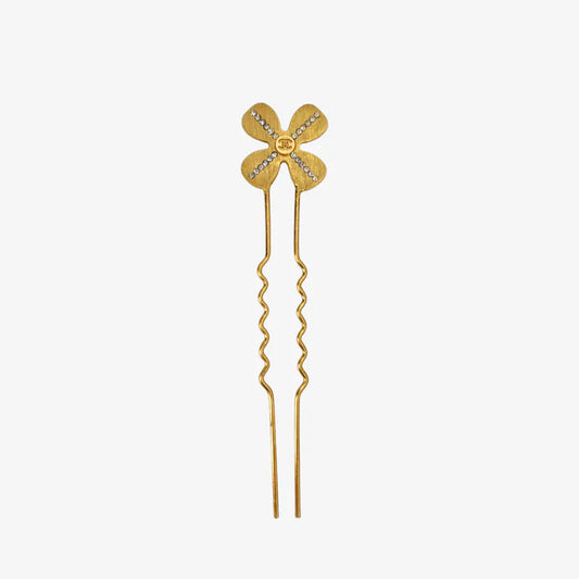RC816 - CHANEL Gold Plated Trefle Hairpin