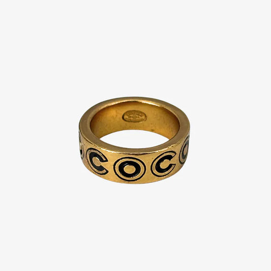 JZ035 - CHANEL Gold Plated Black Coco Ring