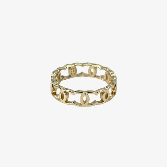 RE705 - CHANEL Gold Plated Repeating CC Logo Ring