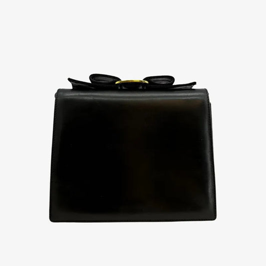 RE358 - SALVATORE FERRAGAMO Vara Ribbon Black Leather Shoulder Bag