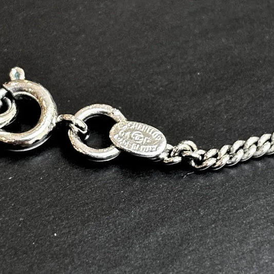 RC705 - CHANEL Vintage Silver Brass CC Open Heart Pendant