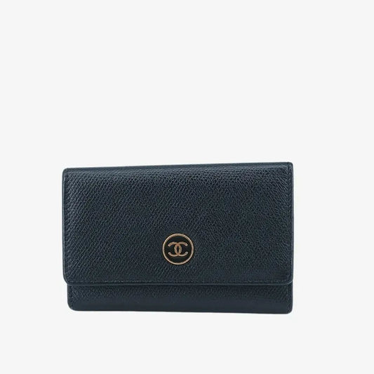 jt405-chanel-vintage-black-caviar-leather-cc-flap-6-key-holder