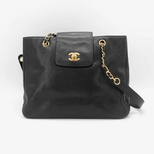 js172-chanel-vintage-black-caviar-leather-tote-bag