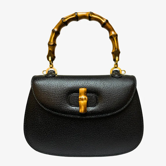 jw392-gucci-vintage-black-pigskin-leather-bamboo-shoulder-bag