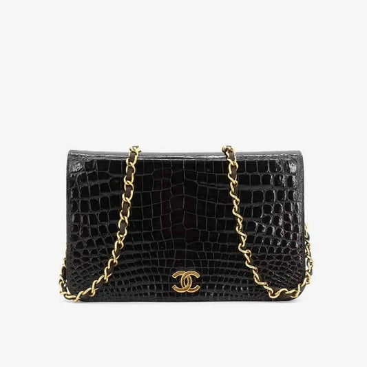 jq795-chanel-vintage-brown-crocodile-skin-flap-bag