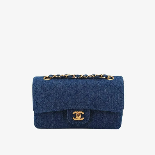 90188163-chanel-vintage-blue-denim-23cm-classic-flap-bag