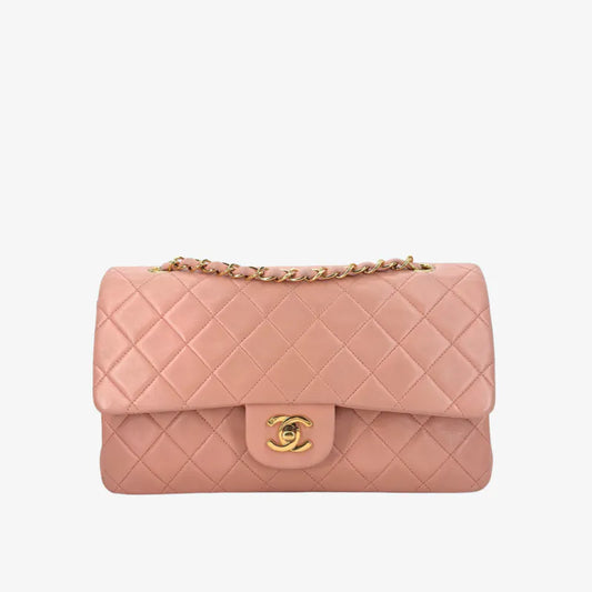 C654 - CHANEL Vintage Pink Lambskin 25cm Classic Flap Bag
