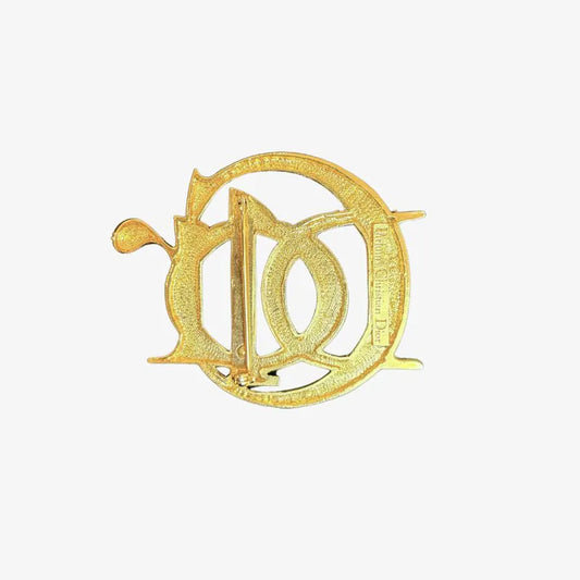 JZ068 - CHRISTIAN DIOR Vintage Gold Plated Logo Brooch