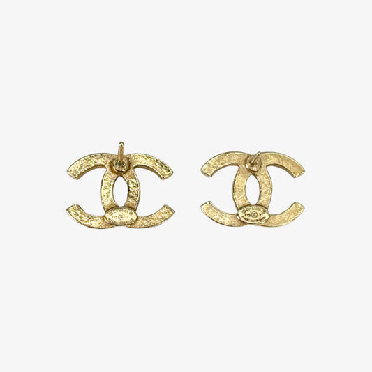 RE708 - CHANEL Vintage CC Logo Gold Plated Crystal Earrings