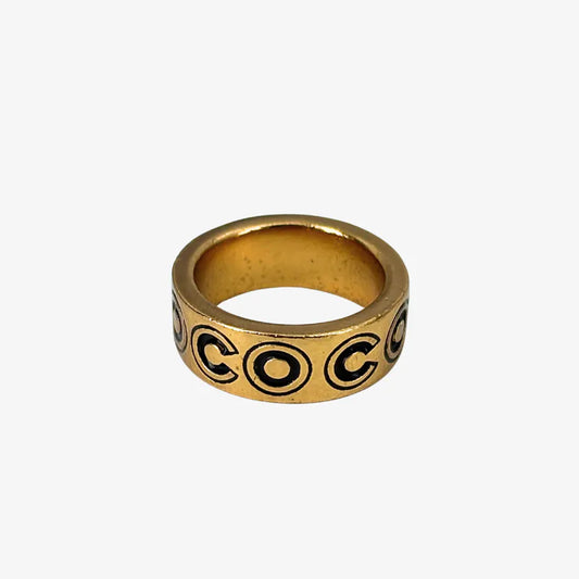 JZ035 - CHANEL Gold Plated Black Coco Ring