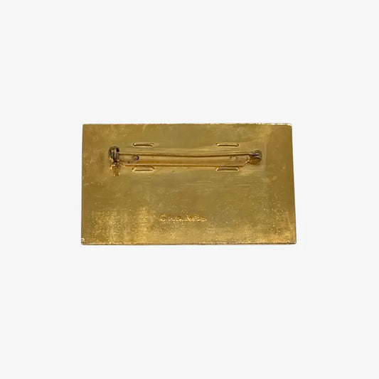 JY223 - CHANEL Vintage Gold Plated CC Paris Label Brooch