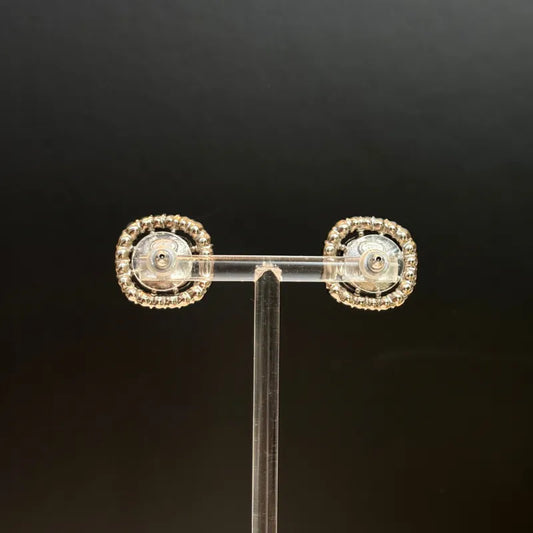 C605 - CHANEL Black Crystal Square CC Logo Earrings