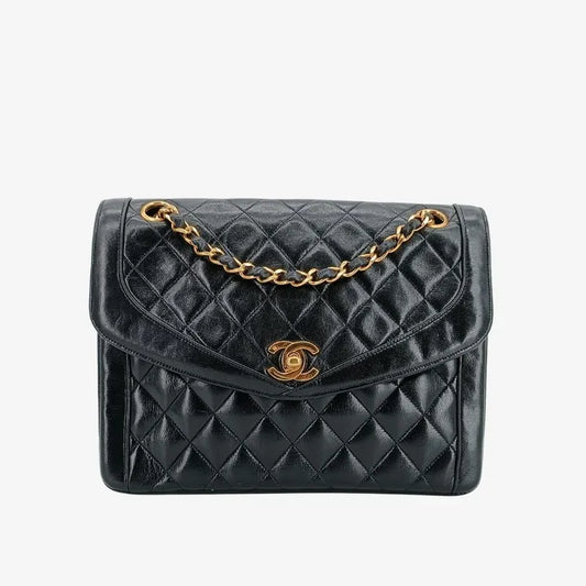 js367-chanel-vintage-black-lambskin-quilted-flap-bag